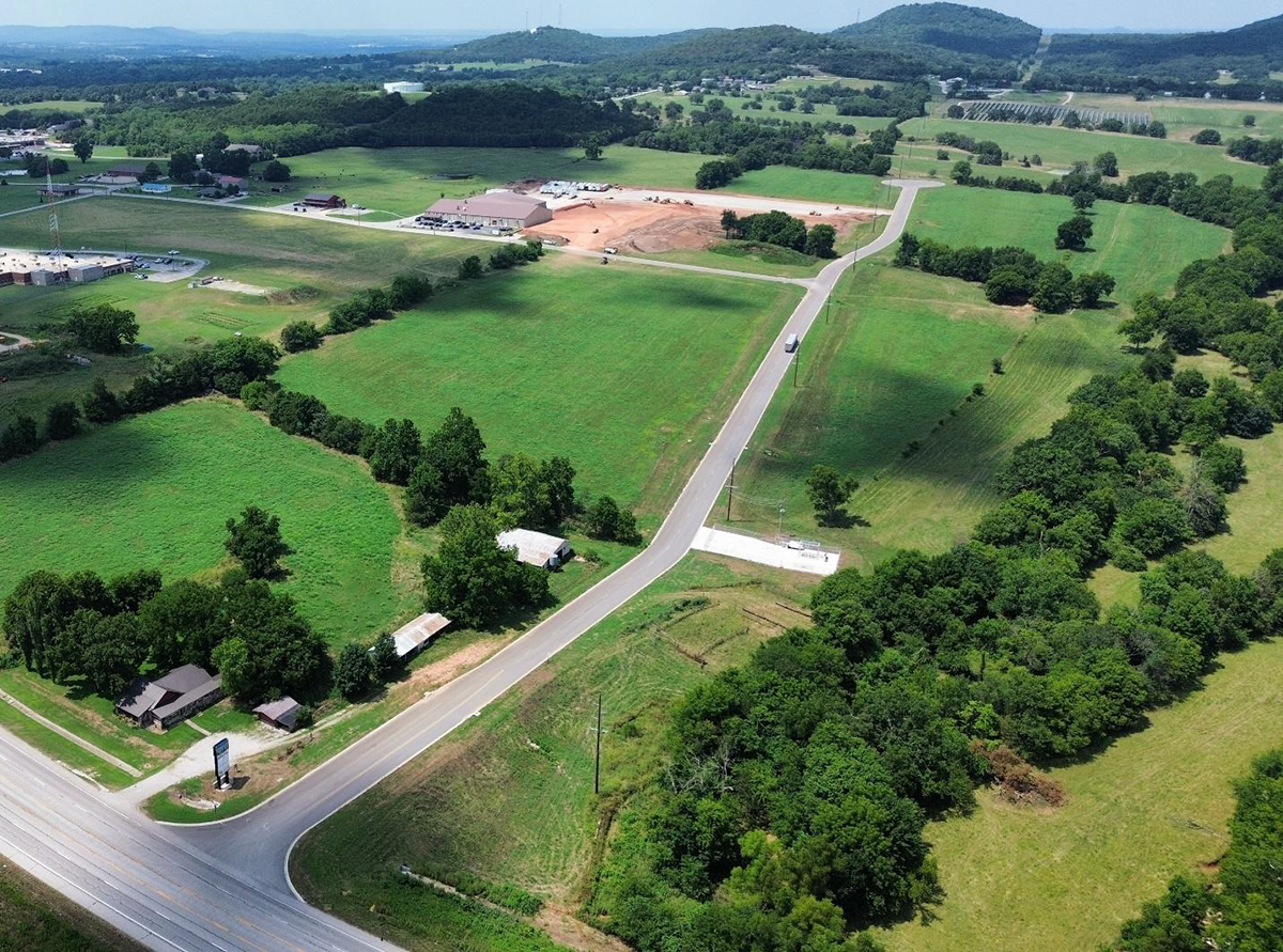 Aerial photo of the business park in Berryville Arkansas.